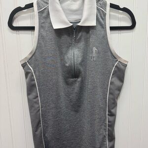 Peter Millar - Women’s UPF 50  Shirley Sleeveless Zip Polo GREY/WHITE  - SMALL